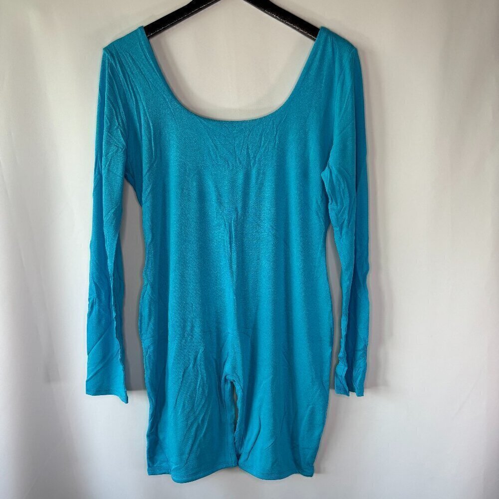 Naked Wardrobe Women's Ocean Blue Scoop Me Up Romper Size 3X